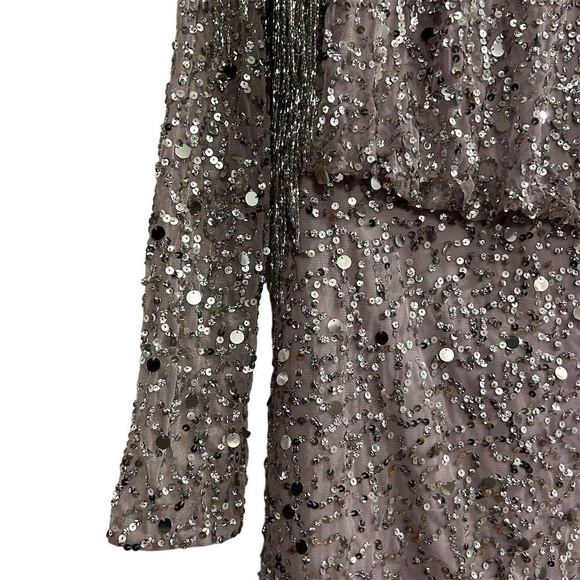 River Island Women's Purple Gray Sequin Tassel Mini Dress Size 8 Party - Picture 8 of 15